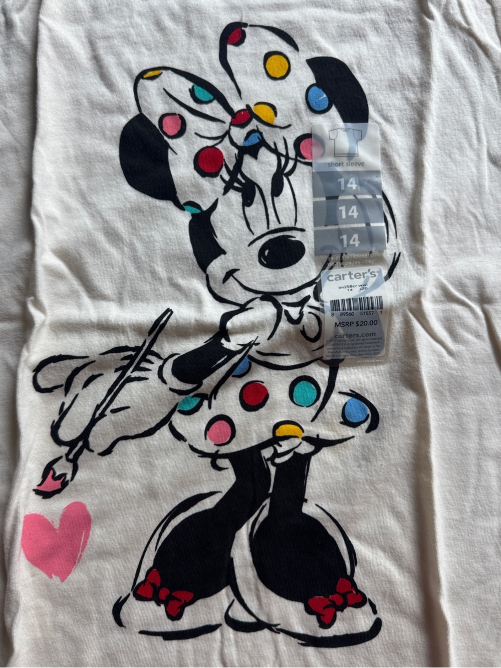Carter's Cream Minnie Mouse Tee with Multicolor Polka Dots